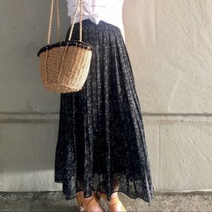 Black Floral Twirl Maxi Skirt